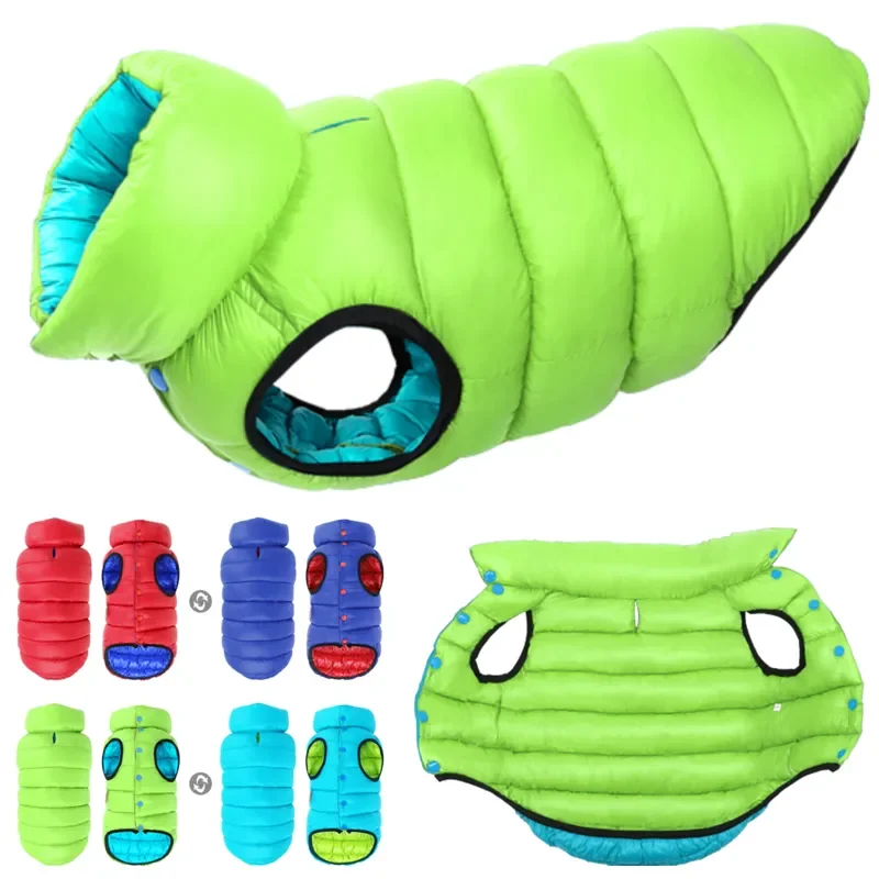 

Зимняя Двусторонняя одежда для собак, пальто, ветрозащитная одежда, куртки, теплая одежда для собак, жилет для маленьких, средних и больших собак, бульдогов, Мопсов