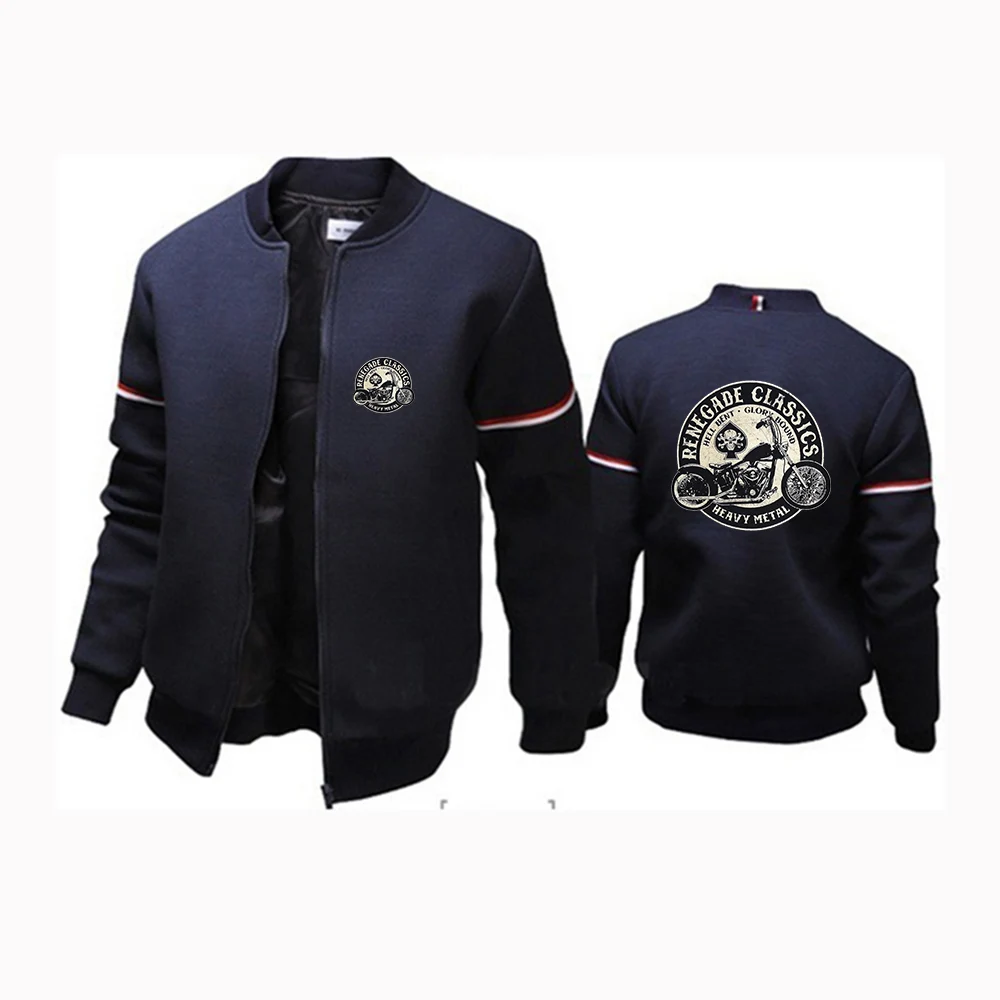 

2022 Autumn Winter Vintage Glory Bounds Motorcycle USA Print Jacket Men Round Collar Flight Jacket Male Uniform Coat