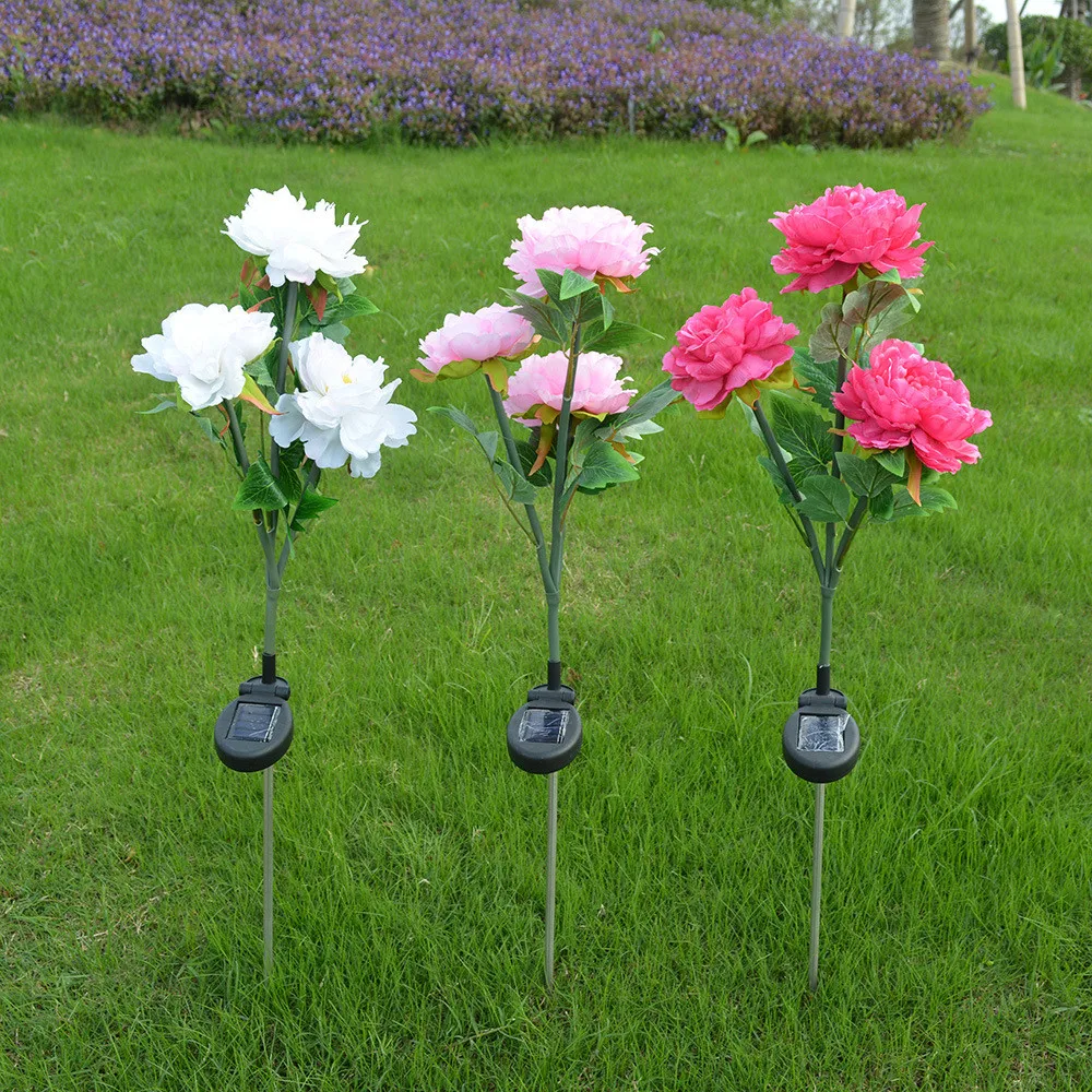 2pcs/Lot Solar Peony Lanterns Outdoor Led Artificial Lanterns are Outdoor Garden Decoration Lawn Lights to Insert Lights