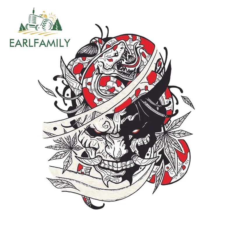 

EARLFAMILY 13 см X 11 см для маски воина Oni, змеи, автомобильные наклейки, водонепроницаемые виниловые наклейки, Стайлинг автомобиля, лобовое стекло, декор для ноутбука