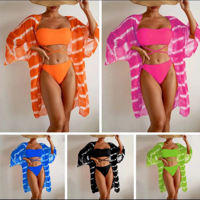 

Женский купальник 2022, танкини из двух частей, купальник из двух частей, новинка, бикини пуш-ап, сексуальный облегающий цветной Снежный костю...