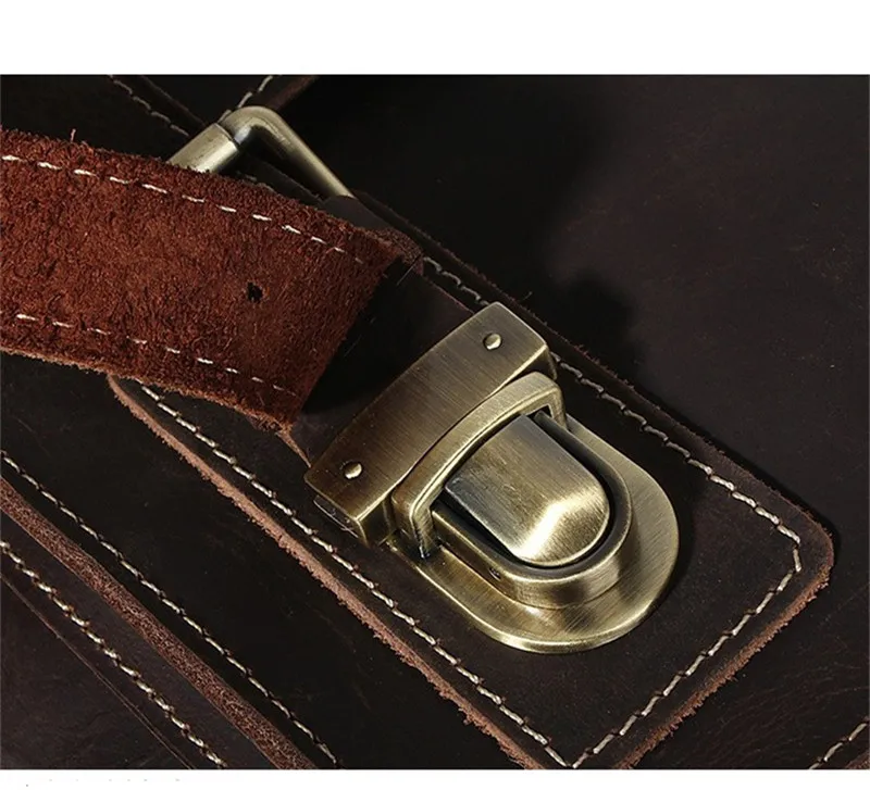 Retro Fashion Handmade Designer Crazy Horse Leather Men's Coffee Briefcase Daily Outdoor Office Lawyer laptopp Handbag teenager