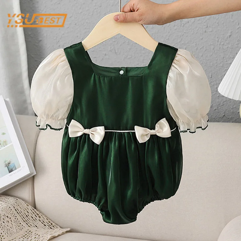 

Summer Infant Baby Girls Short Sleeve Bowknot Jumpsuit 0-2Yrs Newborn Baby Girls Clothes Rompers Kids Baby Girl Rompers