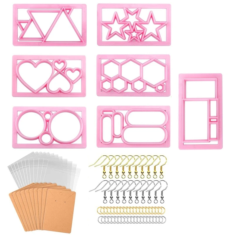 

634C 7pcs Set Polymer Clay Earring Cutters 7 Earring Shapes Diy Making Earrings