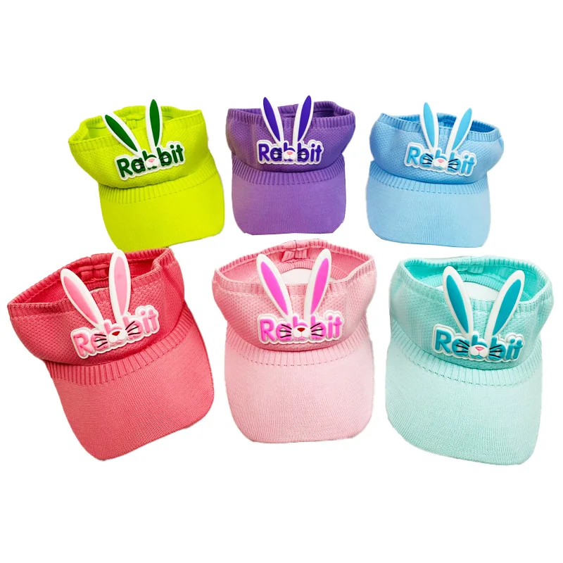 

Summer Child Empty Top Sun Protection Sun Hat Tie Dye Cute Cartoon Rabbit Male Female Baby Sunshade Breathable Knitted Hat