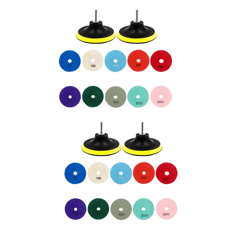 

24Pcs 3 Inch Diamond Polishing Pads Set Wet/Dry Polishing Kit For Granite Stone Concrete Marble Floor Grinder Polisher
