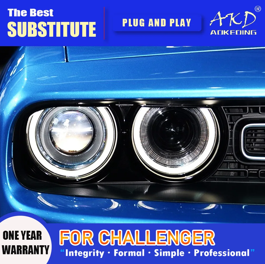 AKD Head Lamp per Dodge Challenger LED Headlight 2008-2021 fari Challenger DRL indicatori di direzione proiettore Angel Eye abbagliante