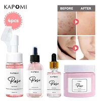 face skin care set rose blossom essence moisturizing collagen face cream face serum facial cleanser beauty makeup sets