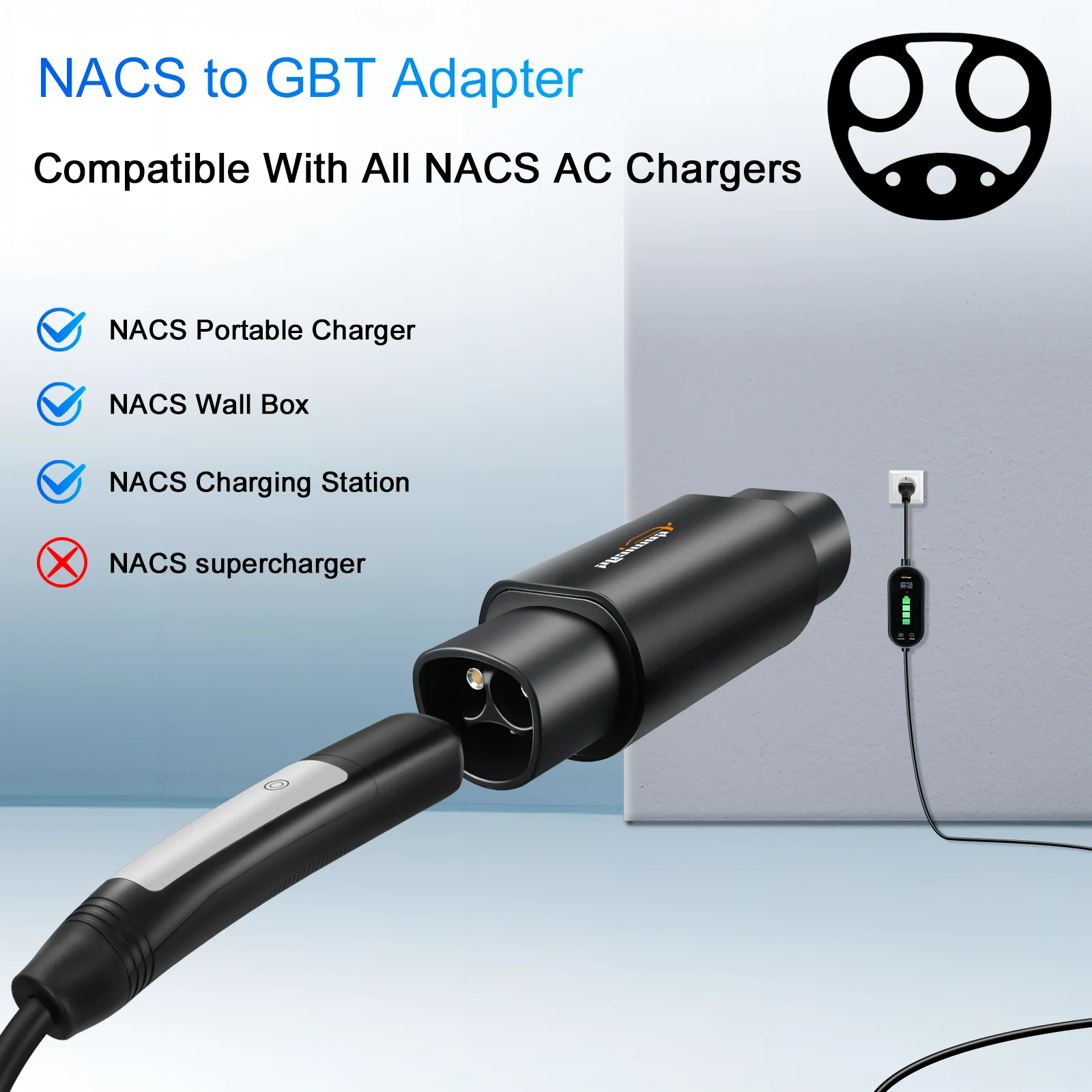 Адаптер для зарядки GUWIEYG EV 32 А подходит Tesla-GBT разъем всех стандартных автомобилей