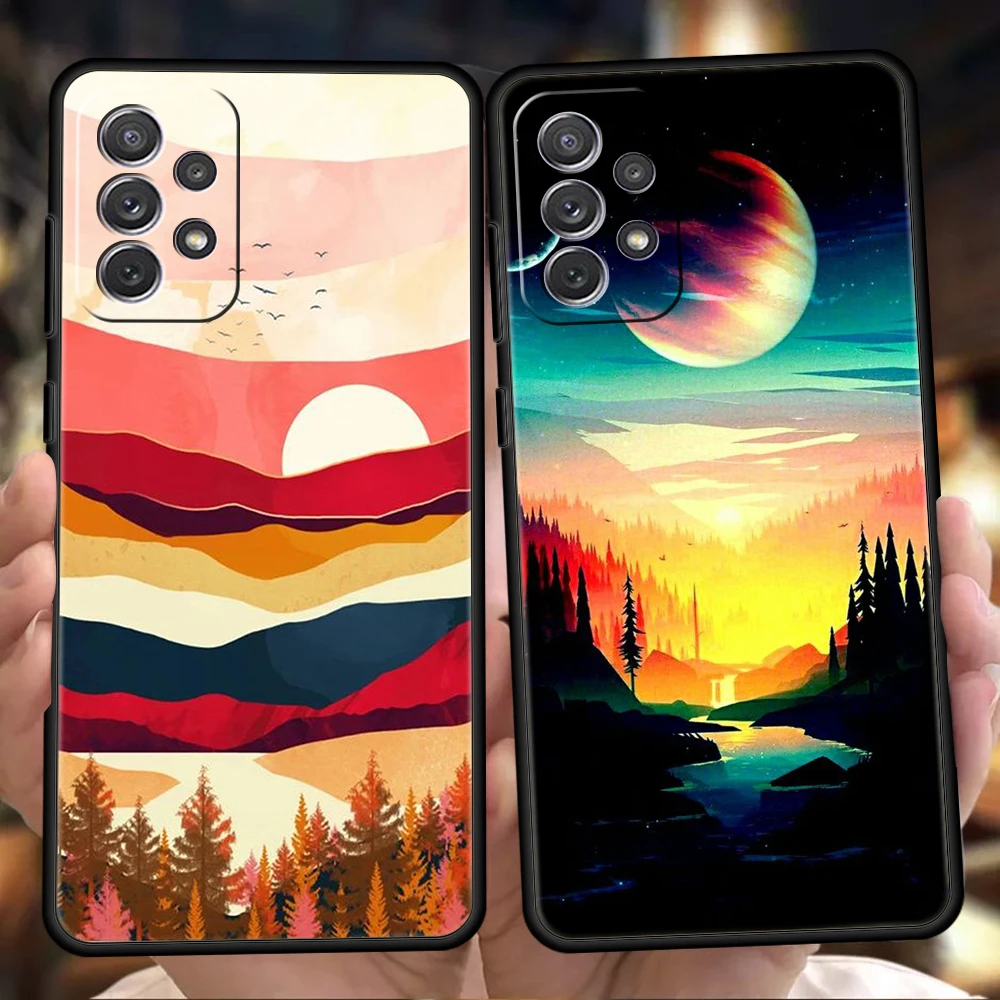 

Hand Painted Scenery Phone Case for Samsung Galaxy A51 A71 A32 A52 M31 M21 M22 5G 2021 Note 10 20 A11 A21S A31 A41 Soft Shell