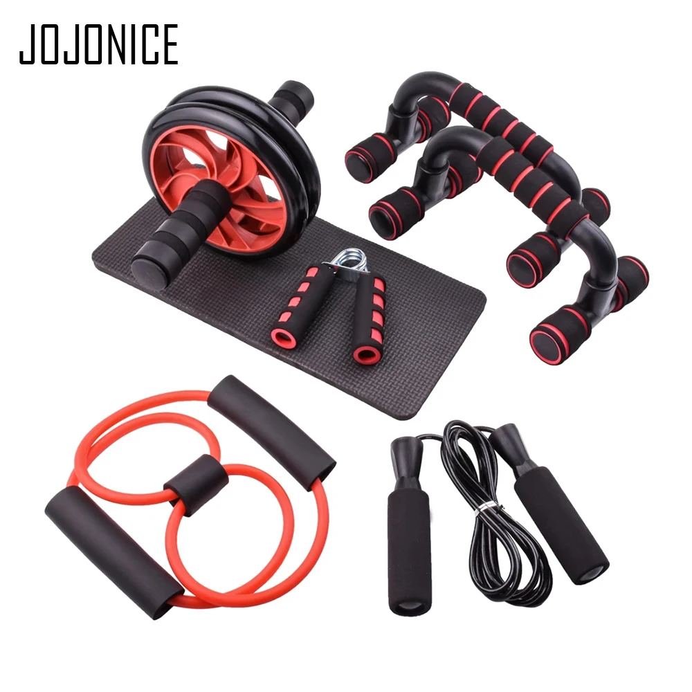 Bauch Rad Kit Widerstand Bands Push-Up Stand AB Roller Set Jump Seil Grip Übung Home Gym Fitness Muskel Trainer anzug