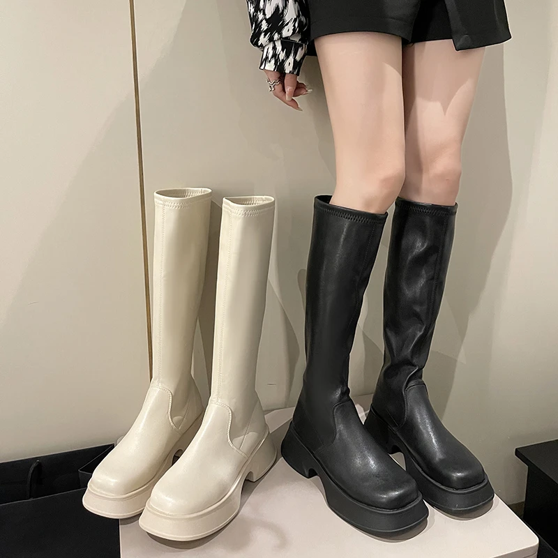 

Med Heel Boots Boots-Women Female Shoes Luxury Designer Zipper Clogs Platform 2022 Lolita Ladies Rubber Fashion Autumn Lolita B