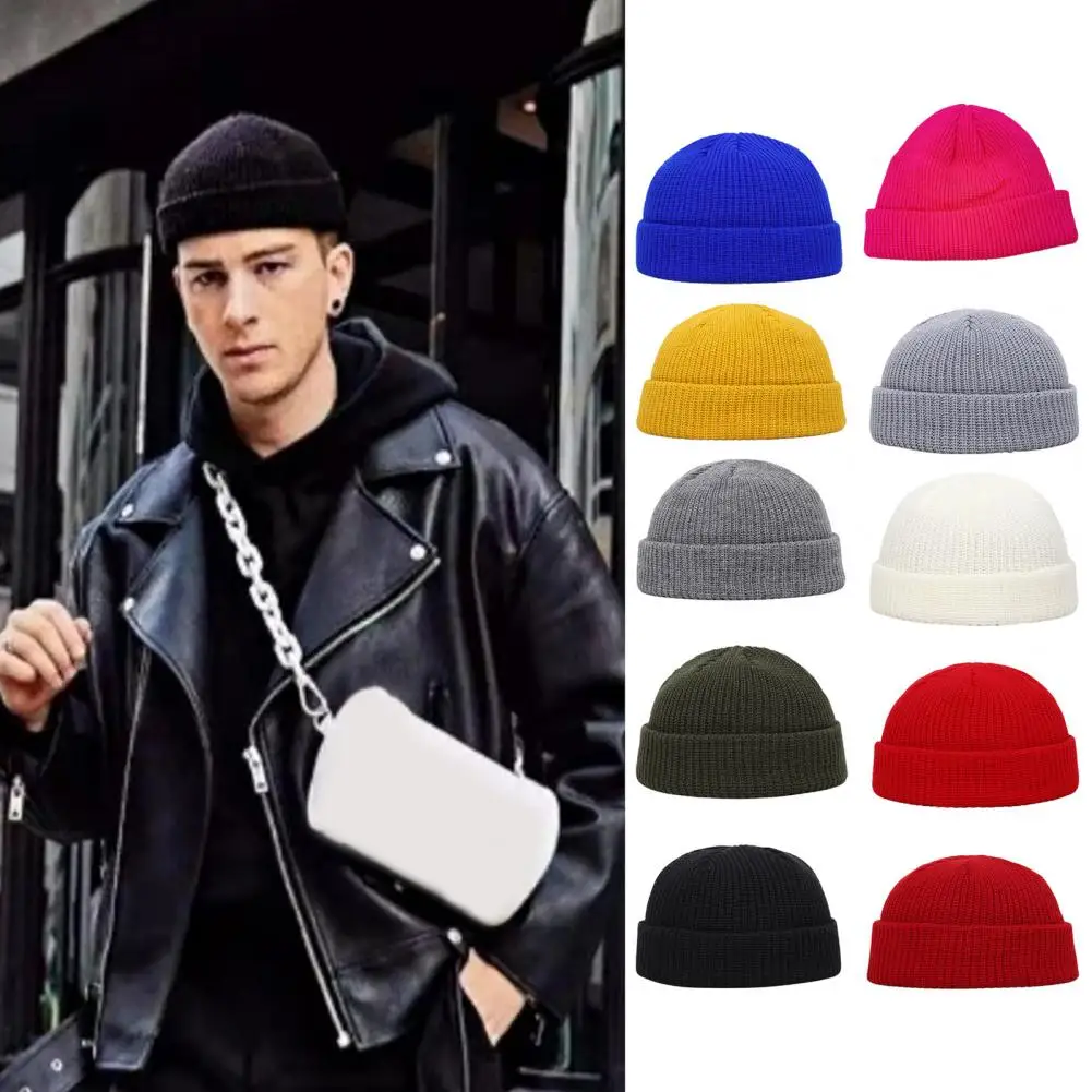 

Winter Warm Beanies Casual Short Thread Hip Hop Hat Adult Men Female Wool Knitted Skull Cap Elastic Unisex