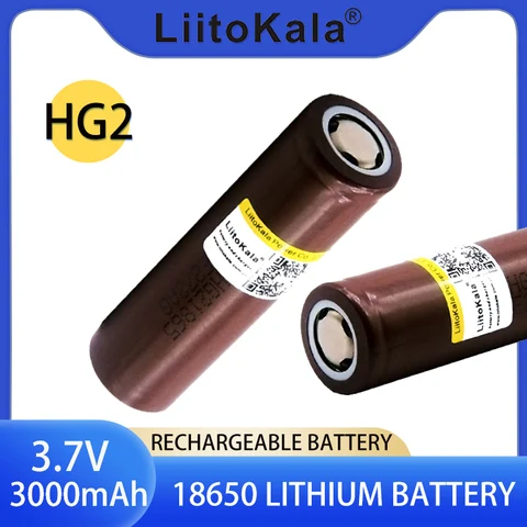 2 шт., LiitoKala 18650 аккумулятор HG2 3000 мАч, батарея 18650 3,7 в, предназначенная для мощности HG2, перезаряжаемая батарея для аккумуляторного блока