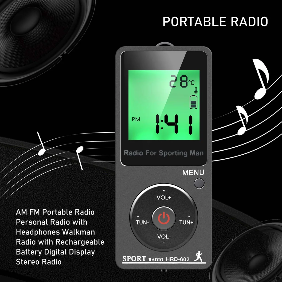 Портативное радио Walkman с наушниками