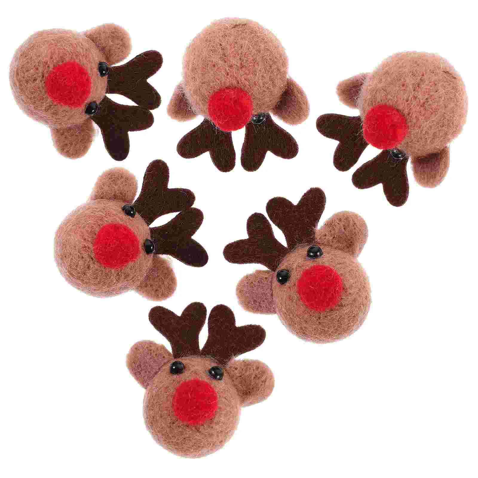 

6 pcs Wool Felt Elk Heads Decor Xmas Elk Heads Ornament Christmas Elk Heads for DIY Crafts