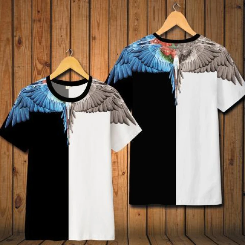 

22SS New Jacquard Fabric Breathable Loose Men's Wings Water Drop Printing Short-sleeved T-shirt Fashion Casual Half-sleeve Top