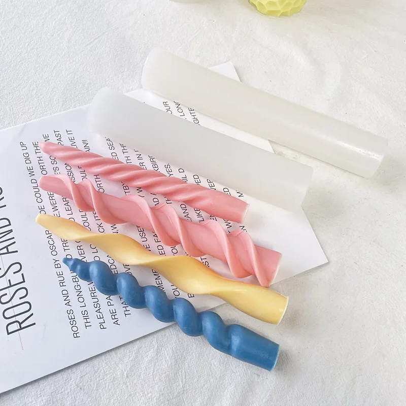 

3D Twisted Taper Silicone Molds Long Spiral Cylinder Molds Candle Soy Wax Soap Clay Craft Plaster Resin Making DIY Pillar Mould