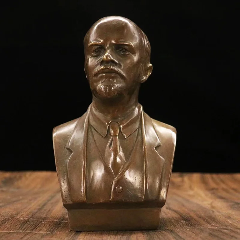 

Antique Brass Greatest Russian Leader Lenin Bust Statue Bronze Character Figurines Vintage Desktop Ornaments Decorations Crafts
