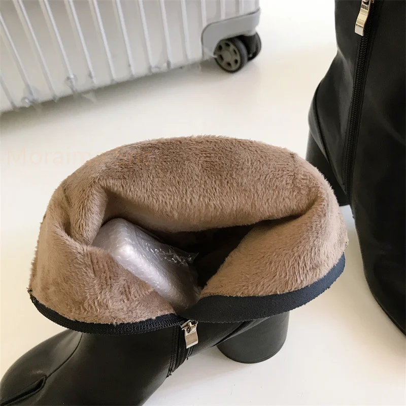 2023 Brand Design Tabi Boots Split Toe Chunky High Heel Women Boots Leather Zapatos Mujer Fashion Autumn Women Shoes Botas Mujer