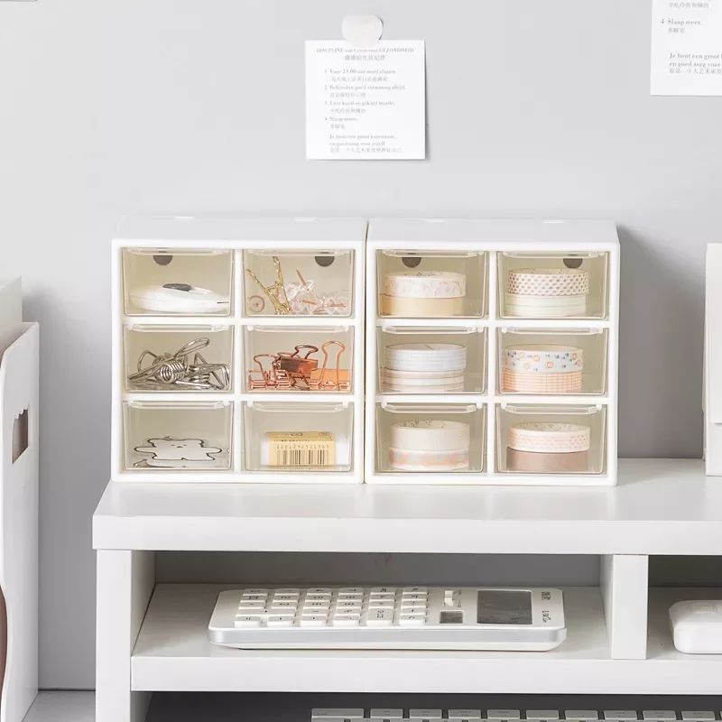 

6 Drawers Grids Desk Storage Organizer Box Drawer Case Desktop Office School 2021 Room Minimalist Stationery Cosmetics