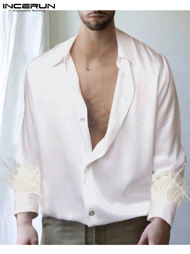 

Fashion Hot Sale Men's Tops 2022 Long Sleeve V-neck Blouse Casual Male All-match Simple Sexy Button Up Shirts S-5XL INCERUN 2022
