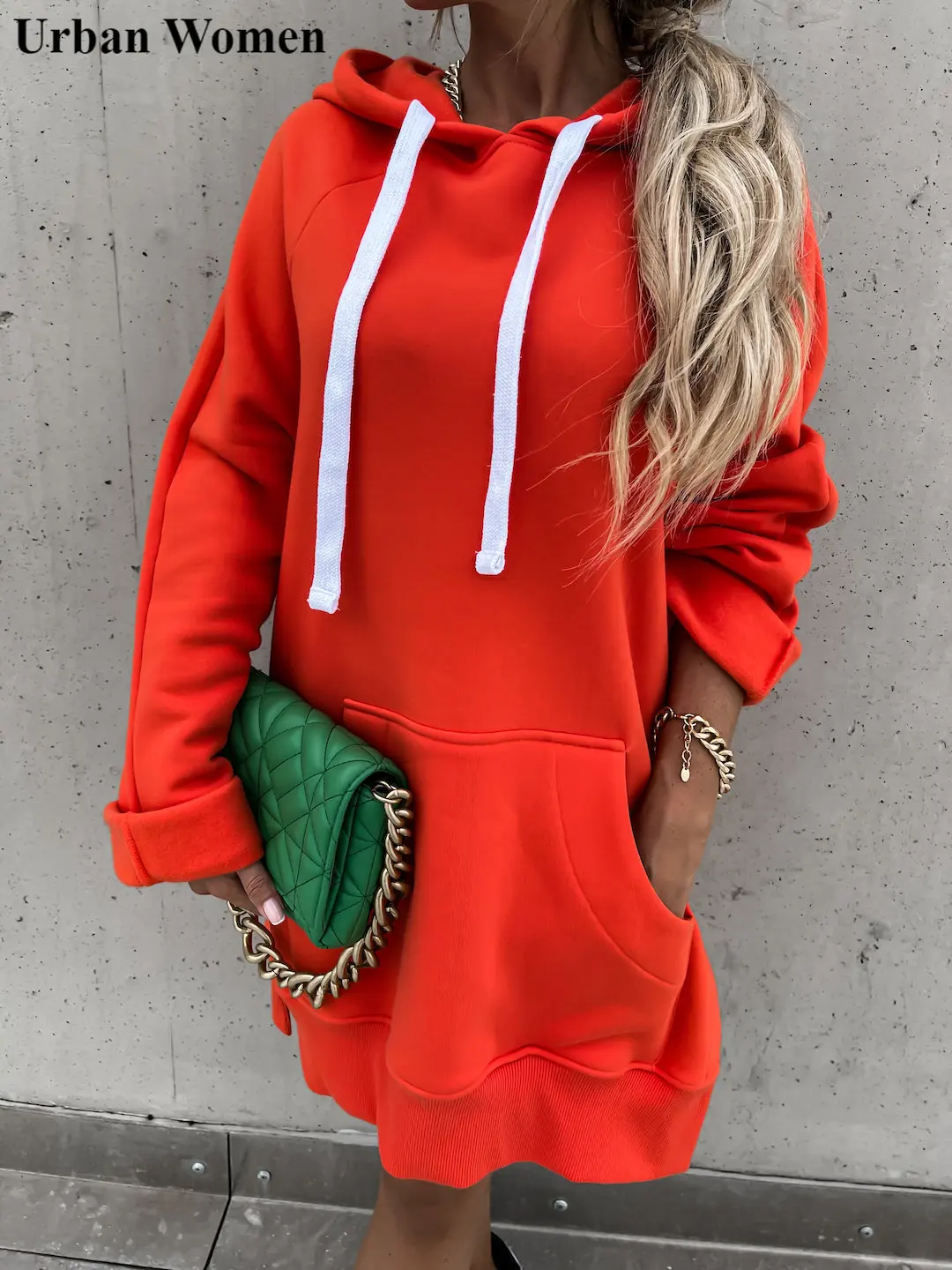 

Autumn Fashion Hooded Dress Women Casual Loose Solid Hooded Split Mini Dress Women