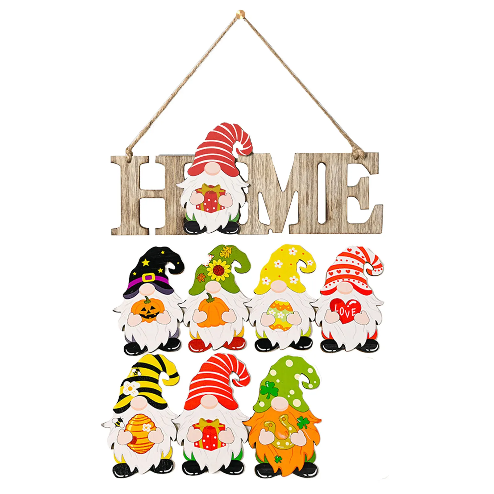 

Porch Welcome Wooden Door Sign Rustic Party Living Room Gifts Wall Pendant Interchangeable Gnome DIY Hanging Ornament Home Decor
