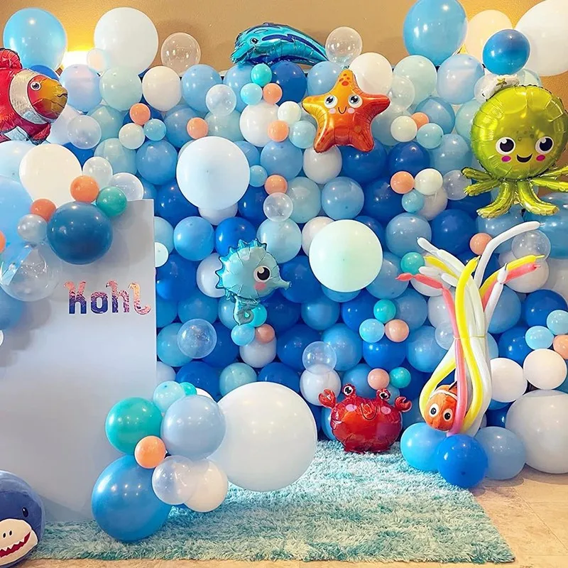 164Pcs/Set Ocean World Birthday Party Decorations Balloons Garland Kit Octopus Foil Balloon Arch Kids Sea Party Decor Supplies