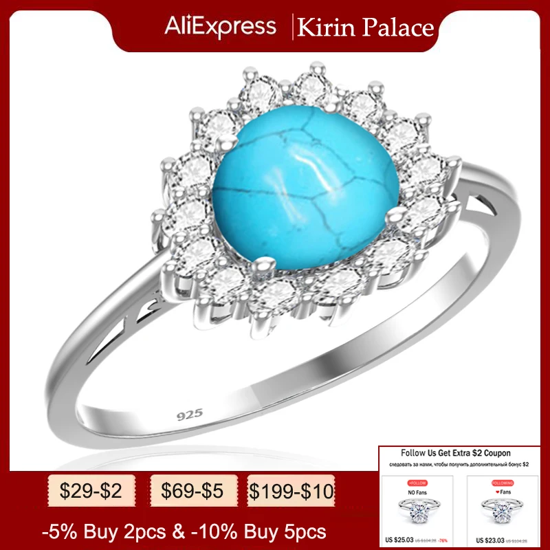 

Бирюзовое натуральное быстрое кольцо из серебра 925 пробы с камнем-талисманом для помолвки, Женское кольцо с голубым драгоценным камнем, юве...