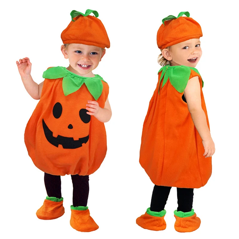 

Halloween Orange Pumpkin Plush Costume Kids Baby Unisex Costume Fancy Dress Set Pumpkin Costume NOV99
