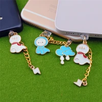 couple phone dust plug charm kawaii dust protection stopper sunny doll anti dust cap 3 5mm jack charge port plug for iphone