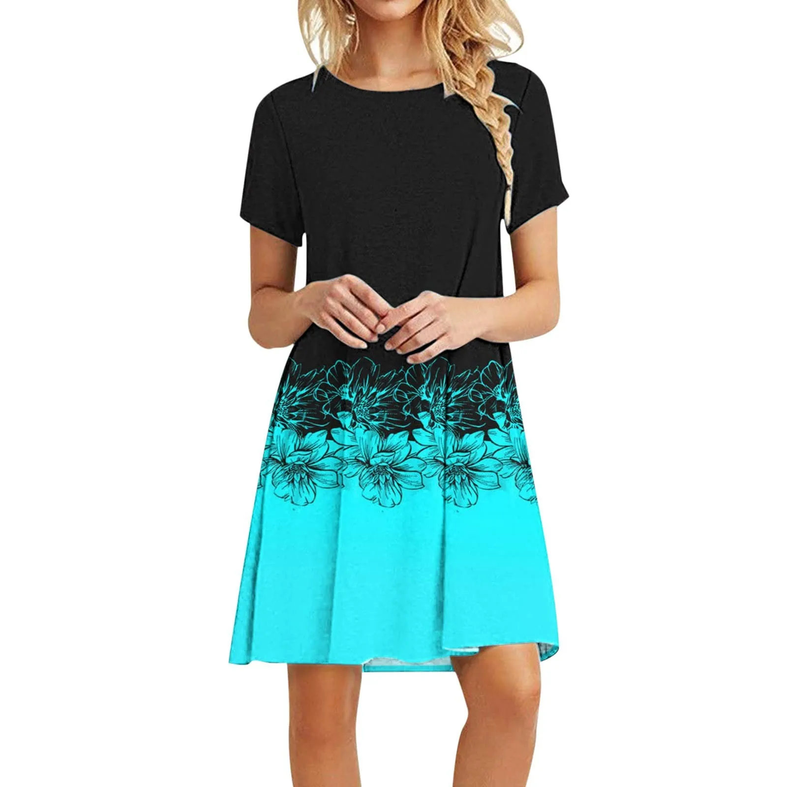 

Платья Sexy Sundress 2022 Short Sleeve Boho Loose Women Fashion Summer Casual Dress Mini Women Dress O-neck Floral Print Dresses