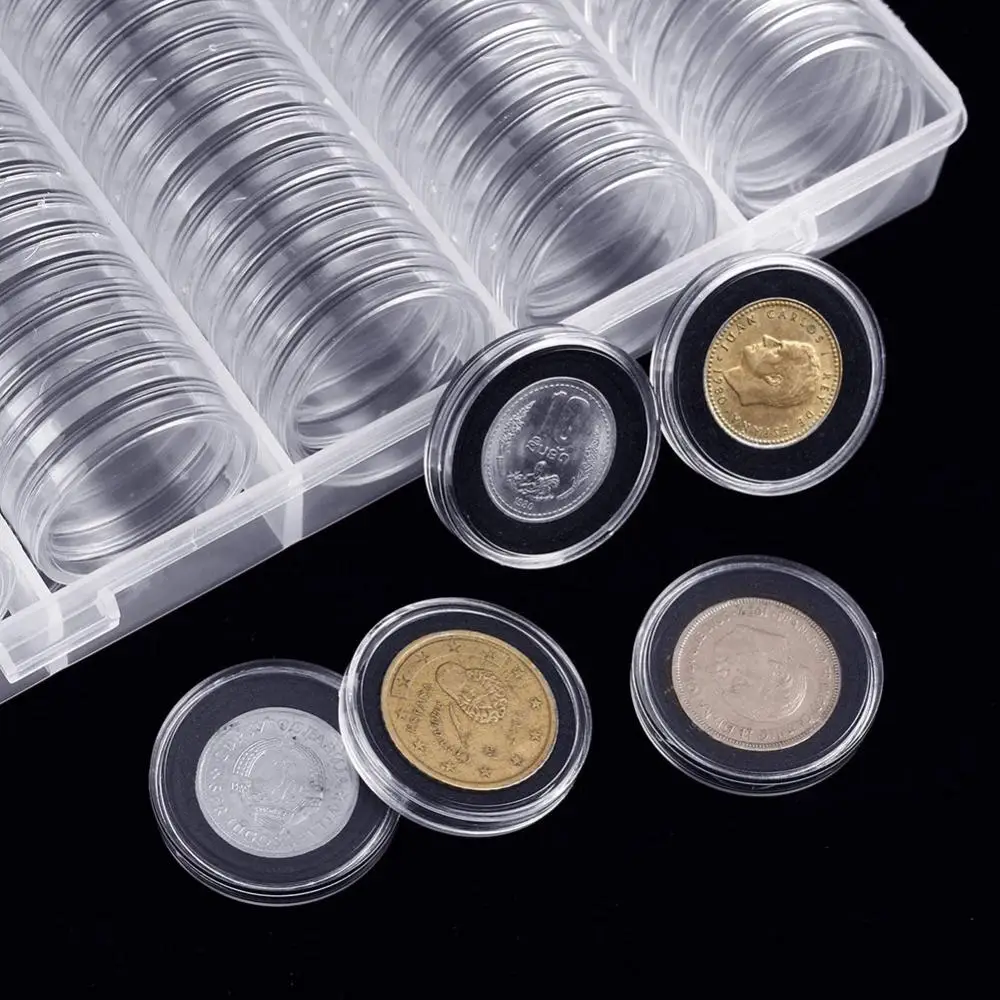 

100Pcs 17/20/25/27/30mm Gasket Pads Coin Capsule Protect Case Holder Storage Box