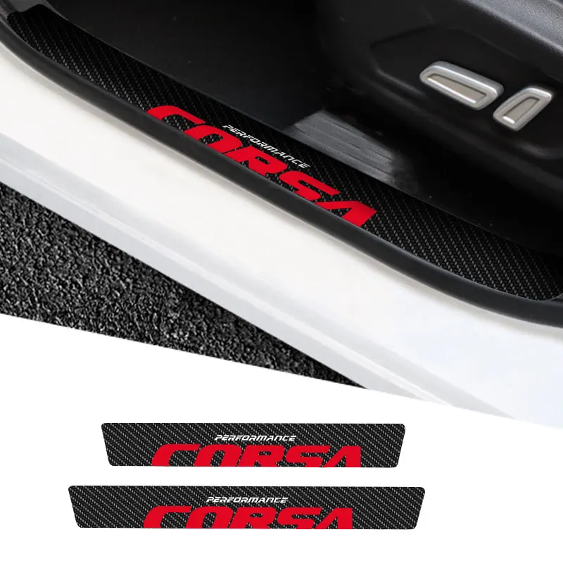 

4X Car Stickers Anti Scratch Door Sill Protector ​For Opel Corsa Performance Logo Car Threshold Protection Carbon Fiber Stylin
