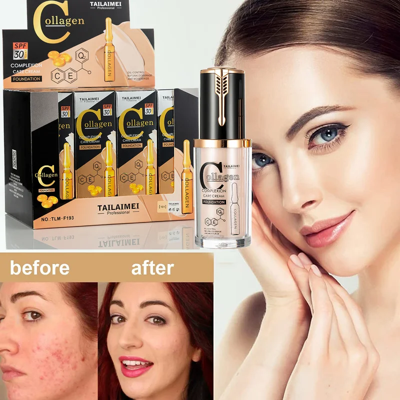 

Collagen Whitening Moisture Foundation SPF30 Whitening Anti Wrinkle Moisture Makeup Foundation Bases for Face Beauty