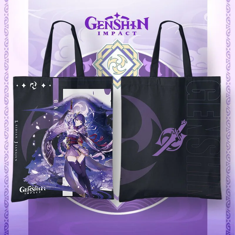 Genshin Impact Canvas Bag Handbag Shopping Bag Hutao Zhongli Xiao Anime Harajuku Shopper Women Shoulder Bags Handbags