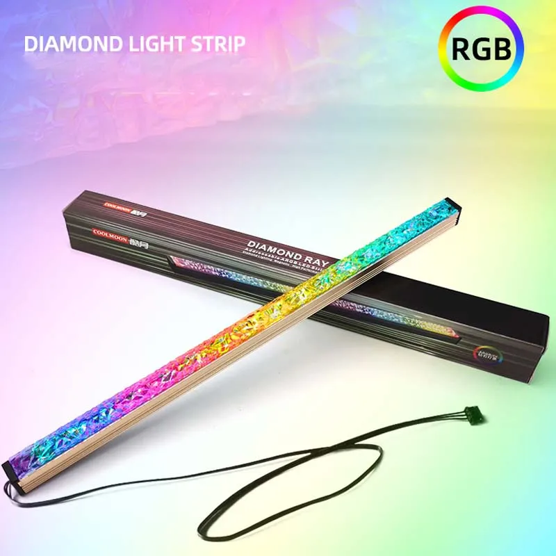 COOLMOON Алмазная RGB Светодиодная лента, симфония, чехол для ПК, декоративная световая полоса, атмосферная светильник вая полоса, 5 В, 3 контакта/маленький, 4 контакта, синхронизация AURA, 28 мм