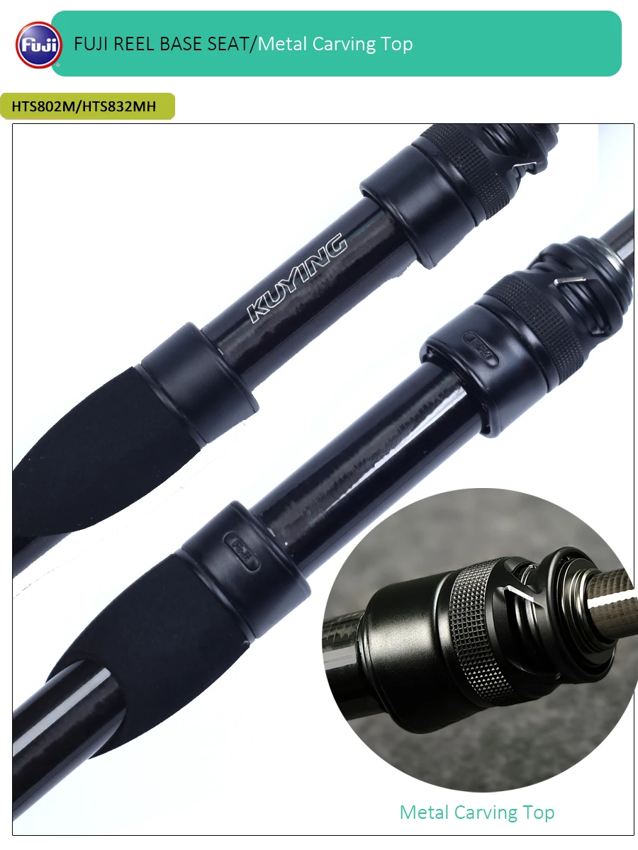 Фото Удилище спиннинговое KUYING HANGETSU Root Bottom Water Rock, 2 секции, для ловли на приманку, HTS-802-M HTS-832-MH, карбон, FUJI SIC, быстрое, цельное №5