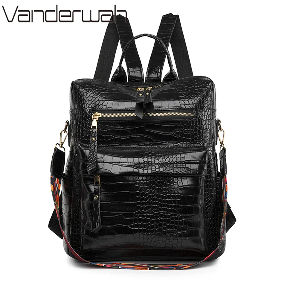 

Crocodile Leather 3 In 1 Backpack Luxury Designer School Bag for Teen Girl High Quality Female Rucksack Large Capacity Mochilas