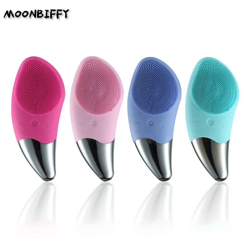 

Mini Electric Facial Cleansing Brush Silicone Sonic Face Cleaner Deep Pore Cleaning Skin Massager Face Cleansing Brush Device