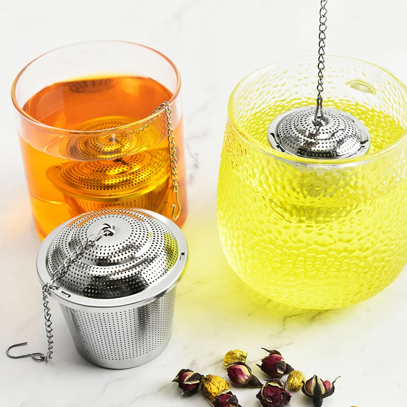 Multifunction Tea Strainer 304 Stainless Steel Reusable Or Kitchen Cooking Seasoning Bag Chained Lid Filter Loose Spice Infuser