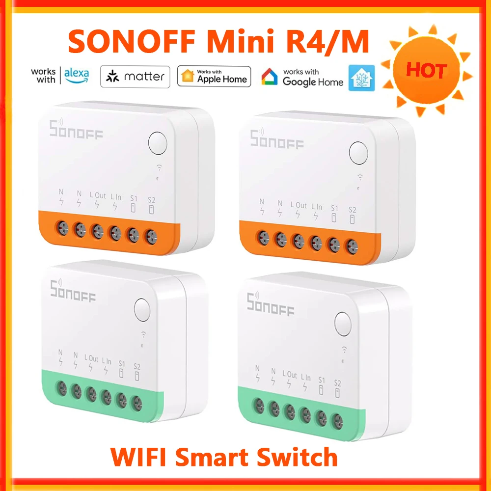 SONOFF Mini R4 Wi-Fi Smart Switch Minir4m Matter Extreme Home DIY Модуль переключателя Съемное реле Работа с