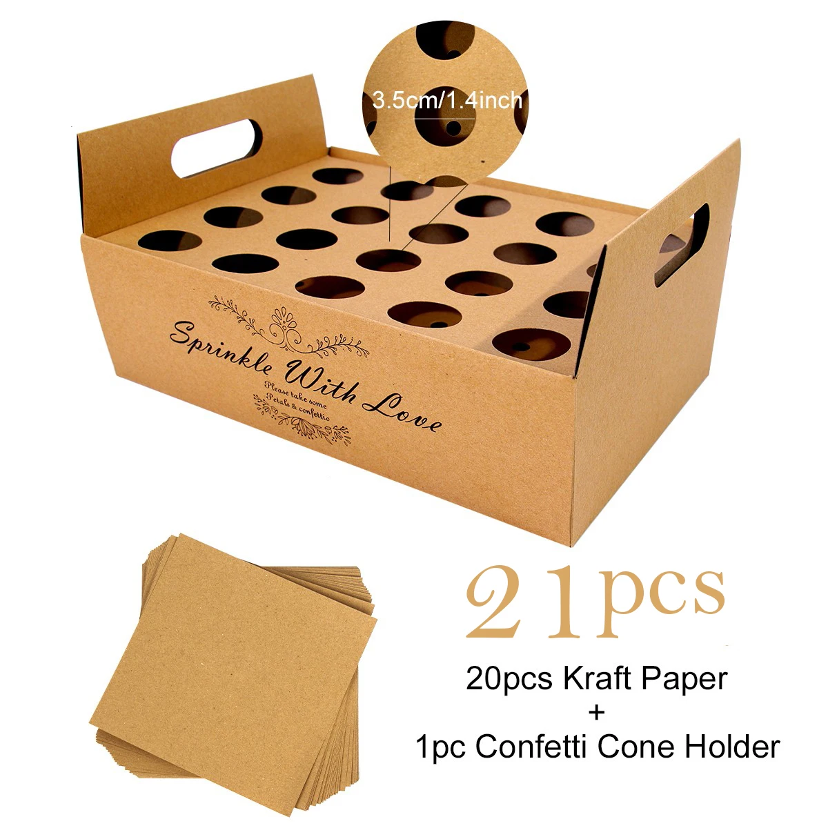 

QIFU Kraft Paper Wedding Tray Set Confetti Cone Stand Box Tray For Wedding Decoration Wedding Confetti Cones Wedding Paper Cones