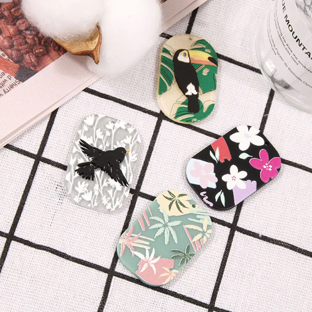 1/6/10Pcs Simple Earrings Pendientes Piercing Acrylic 3D Relief Printing DIY Earring Key Chain Pendant  for Jewelry Making