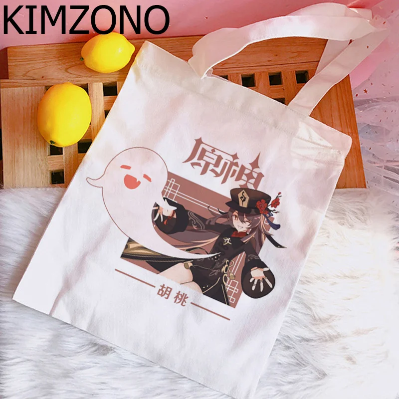 

Genshin Impact Hu Tao Xiao shopping bag canvas shopper grocery shopping bag bolsas reutilizables boodschappentas sac tissu