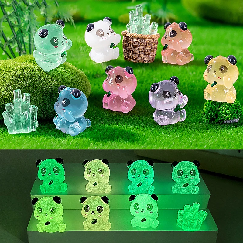 

1Pc Creative Cute Luminous Panda Bamboo Ornaments DIY Home Figurines Miniatures Gardening Moss Landscaping Decor Crafts