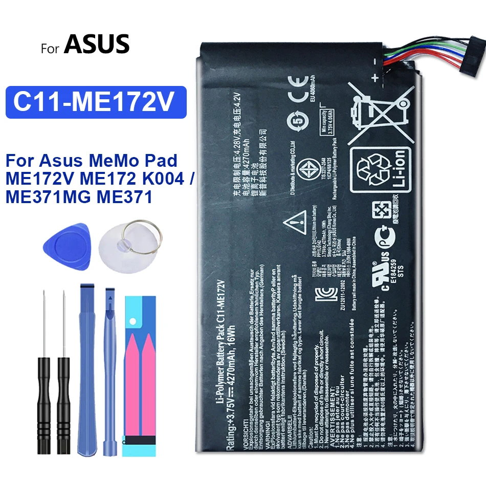 

Tablet Li-Polymer Battery For Asus MeMo Pad ME172V ME172 K004 / ME371MG ME371 Replacement Battery 4270mAh C11-ME172V