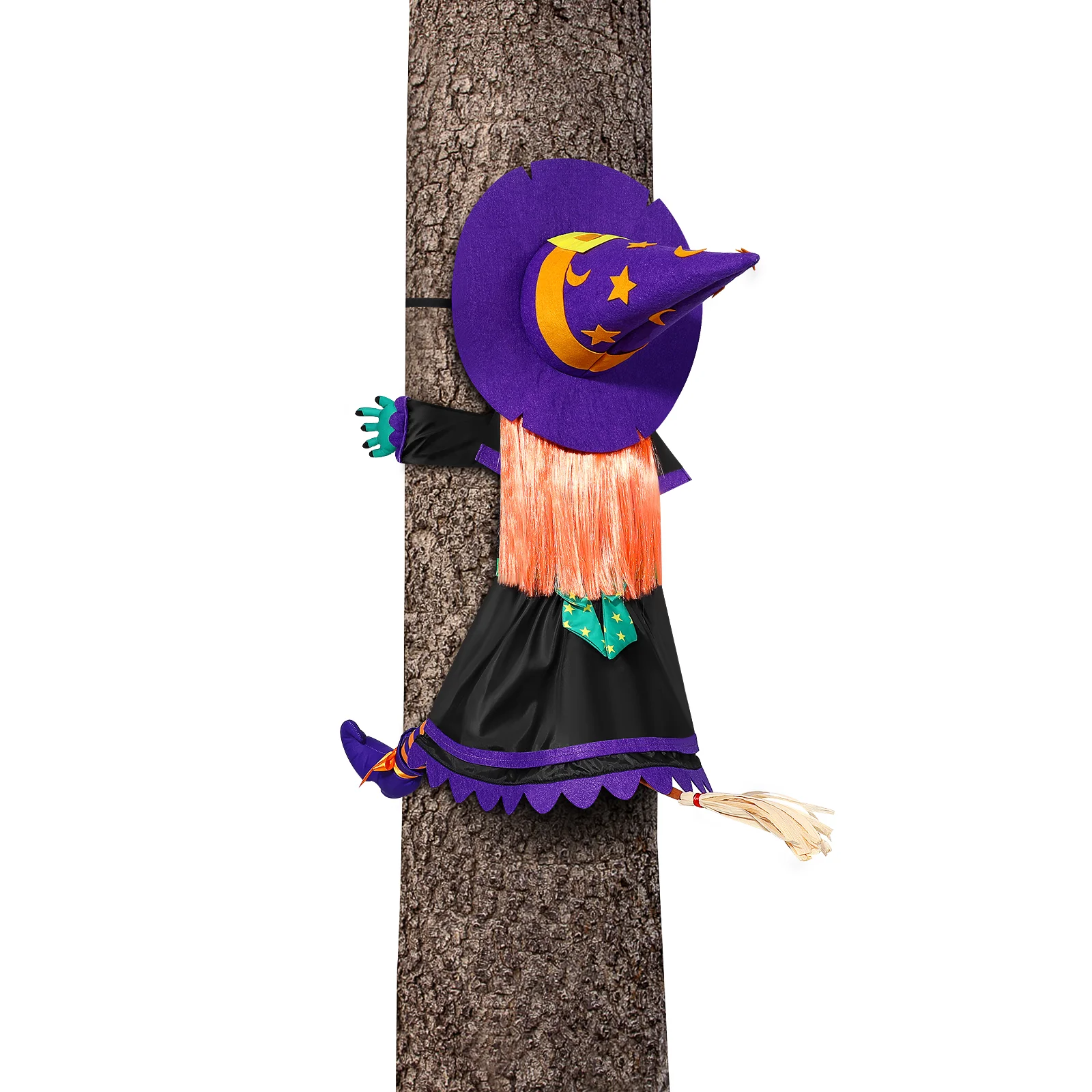 

Witch Halloween Crashing Tree Decor Decorations Decoration Into Outdoor Garden Hanging Broom Props Funny Porch Door Crashed Room