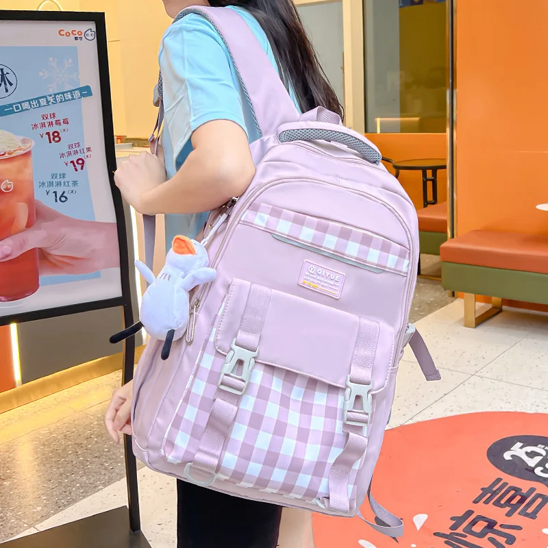 

Женская сумка для ноутбука в стиле Харадзюку, новый рюкзак для путешествий и книг для девушек, модная женская школьная сумка в клетку, Женский клетчатый водонепроницаемый рюкзак для колледжа